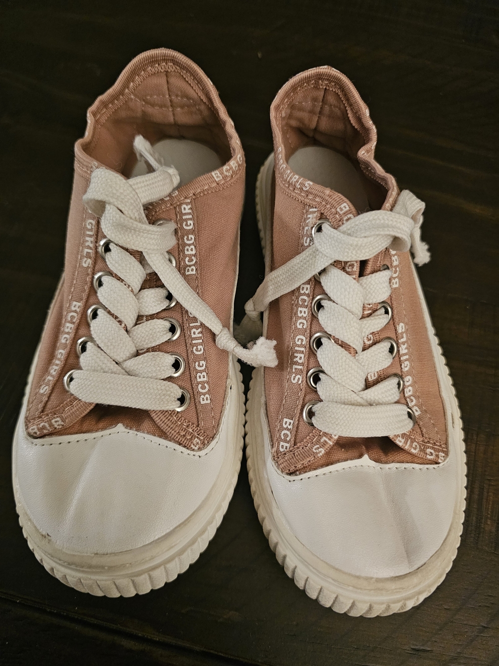 BCBG Girls Blush Pink & White Lace-Up Sneakers